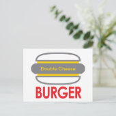 ダブルチーズバーガーアイコンおもしろい ポストカード (スタンド正面)