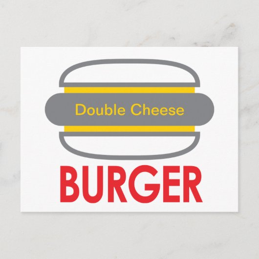 ダブルチーズバーガーアイコンおもしろい ポストカード (正面)