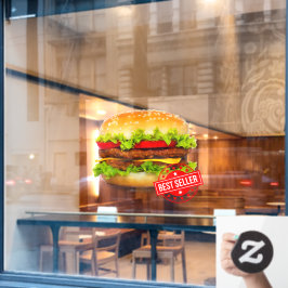 ダブルチーズバーガーベストセラーバーガー広告 ウィンドウサイン