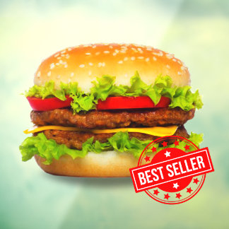 ダブルチーズバーガー ベストセラーバーガー広告 ウィンドウサイン
