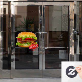 ダブルチーズバーガー ベストセラーバーガー広告 ウィンドウサイン