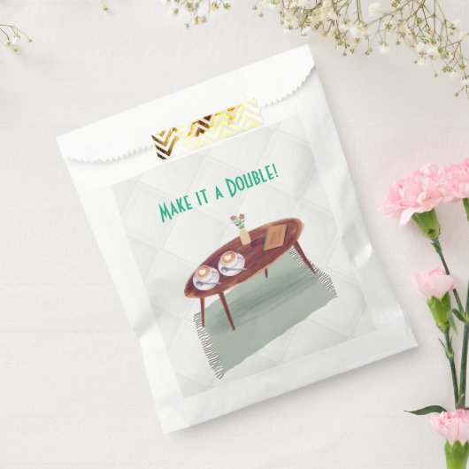 ダブルツインコーヒーをテーマにした赤ちゃんシャワー フェイバーバッグ (封をした状態)
