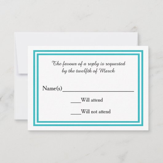 ダブルティール（緑がかった色）トリム – RSVPカード (正面)