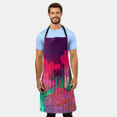ダブルテイクバラ抽象デザイン エプロン (着用した状態)