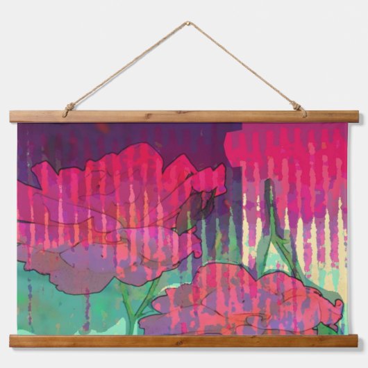 ダブルテイクバラ抽象デザイン 吊り下げ型タペストリー (正面)