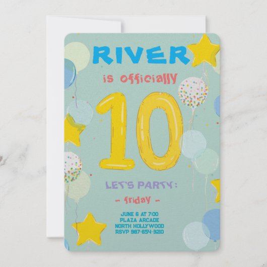 ダブルディジットのお祝いパーティー 招待状 (正面)