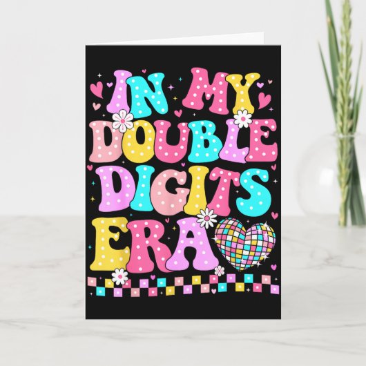 ダブルディジットの時代に突入！レトロ10歳 10歳の誕生日 カード (正面)