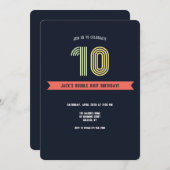 ダブルディジット レトロ 誕生日招待状 招待状 (正面/裏面)