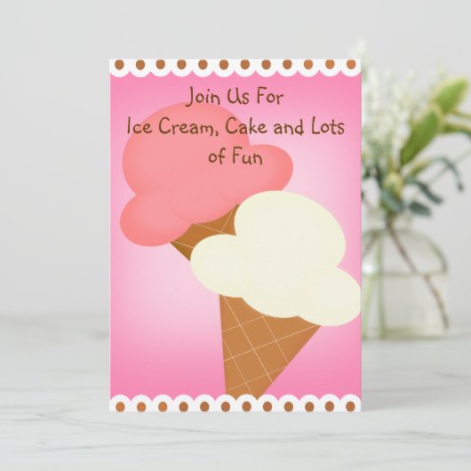 ダブルディップアイスクリーム誕生日招待状 招待状 (スタンド正面)