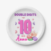 ダブルデジットマカロン10代の若者誕生日ガール ペーパープレート (正面)