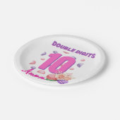 ダブルデジットマカロン10代の若者誕生日ガール ペーパープレート (アングル)