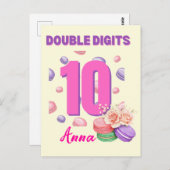 ダブルデジットマカロン10代の若者誕生日ガール ポストカード (正面/裏面)