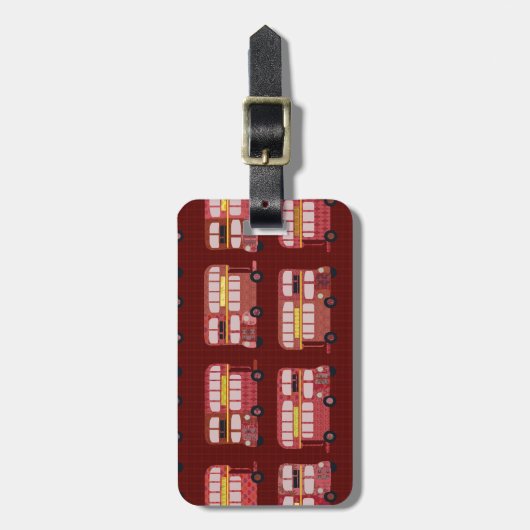 ダブルデッカーバスパターンキュートアートスタイル ラゲッジタグ (正面縦)