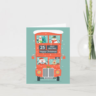 ダブルデッ来カーバスのクリスマスにサンタズ シーズンカード