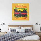 ダブルデラックスハンバーガーとチーズ キャンバスプリント (インサイチュ (寝室))