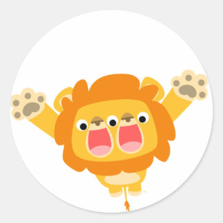 ダブルトラブルかわいい漫画ライオンのステッカー ラウンドシール