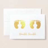 ダブルトラブルツインズ新生児発表金ゴールド 箔カード (封筒付き正面)