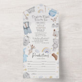 ダブルトラブルツインボーイズ&予測ベビーシャワー オールインワン招待状 (内側)