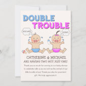 ダブルトラブルツインボーイ&ガールベビーシャワー サンキューカード (正面)