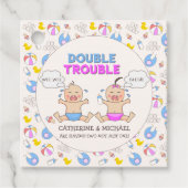 ダブルトラブルツインボーイ&ガールベビーシャワー フェイバータグ (正面)