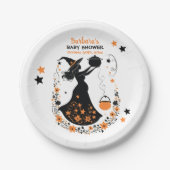 ダブルトラブル醸造 – ツインハロウィーンの赤ちゃんシャワー ペーパープレート (正面)