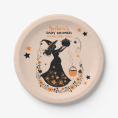 ダブルトラブル醸造 – ツインハロウィーンの赤ちゃんシャワー ペーパープレート (正面)