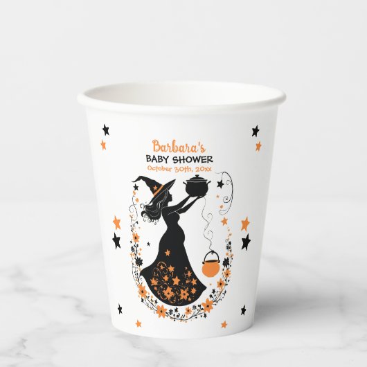 ダブルトラブル醸造 – ツインハロウィーンの赤ちゃんシャワー 紙コップ (正面)