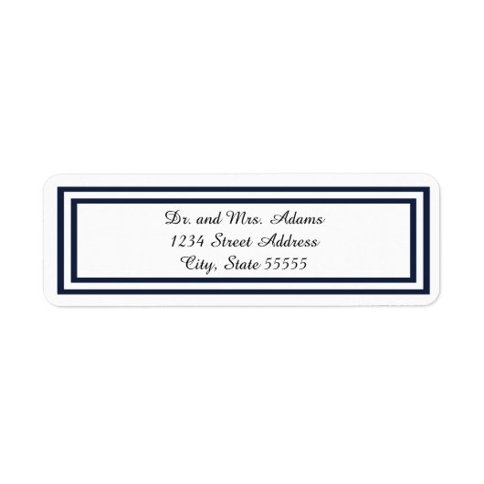 ダブルネイビートリム – 差出人住所ラベル ラベル (正面)