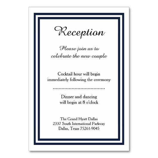 ダブルネイビートリム – 披露宴挿入カード テーブルナンバー (正面)