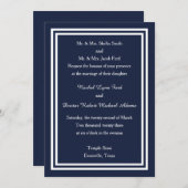ダブルネイビートリム – 結婚式招待状 招待状 (正面/裏面)