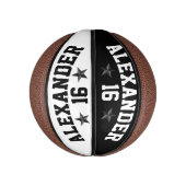 ダブルネーム黒と白のパーソナライズバスケットボール ミニバスケットボール (縦)