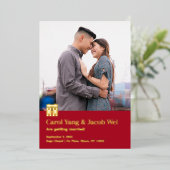 ダブルハッピーフォイル結婚式は日付を保存 箔シーズンカード (立ち正面)