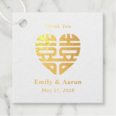 ダブルハピネスフォイル中国の結婚式の引き出物ラベル フェイバータグ (正面)