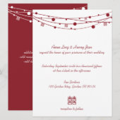 ダブルハピネスランタンの中国の結婚式招待 招待状 (正面/裏面)