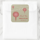 ダブルハピネスランタンズ中国の結婚式の引き出物 スクエアシール (バッグ)