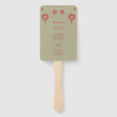 ダブルハピネスランタン中国の結婚式 プログラム ハンドファン (裏面)