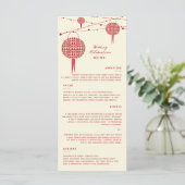 ダブルハピネスレッドランタン中国のシック結婚ズ メニュー (スタンド正面)