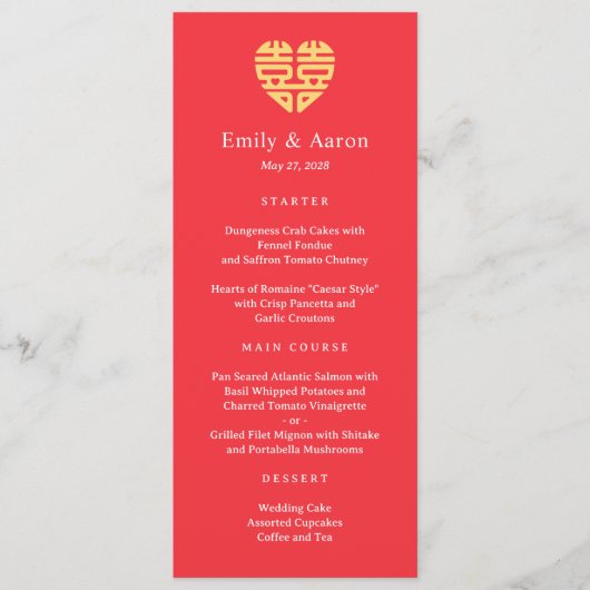 ダブルハピネス中国ののメ結婚ニュー・カード プログラム (正面)