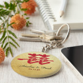 ダブルハピネス中国のの結婚キーチェーン キーホルダー (側面)