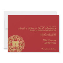 ダブルハピネス中国の結婚式招待状