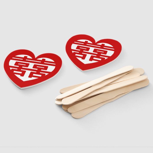 ダブルハピネス囍双中国の西ハンジハート ハンドファン (組立なし)