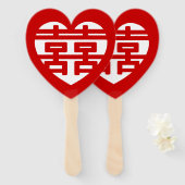 ダブルハピネス囍双中国の西ハンジハート ハンドファン (正面&裏面)