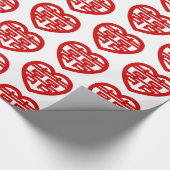 ダブルハピネス囍双中国の西ハンジハート ラッピングペーパー (角)