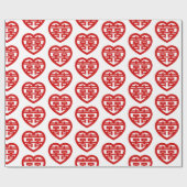 ダブルハピネス囍双中国の西ハンジハート ラッピングペーパー (フラット)