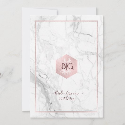 ダブルハピネス大理石フェイクバラ金ゴールド中国の, 招待状 (正面)