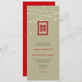 ダブルハピネス妖精ライトシック中国の結婚ズ 招待状 (正面/裏面)