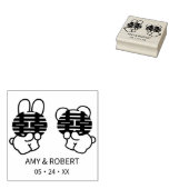 ダブルハピネス結婚のモノグラムスタンプ ラバースタンプ (押印)