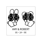 ダブルハピネス結婚のモノグラムスタンプ ラバースタンプ (インプリント)