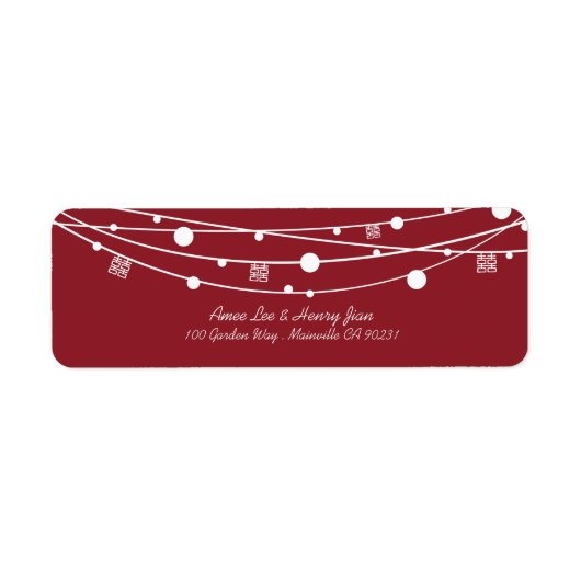 ダブルハピネス結婚ランタン住所 シール (正面)