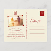 ダブルハピネス結婚式の日付はがき保存 案内ポストカード (裏面)